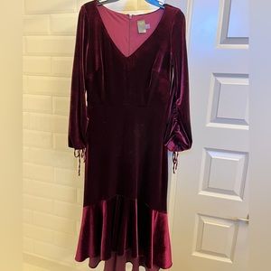 Crushed Velvet Maroon Holiday Dress - size 6